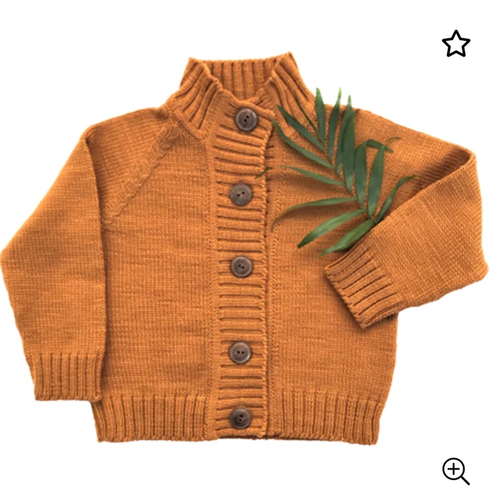 NOOKS DESIGN Golden Spruce 100% Merino Wool Cardigan / button sweater 12M